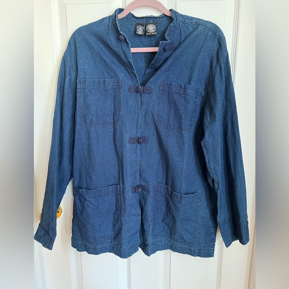 DKNY Linen/Cotton Blend Mandarin Style Jacket